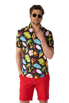 OppoSuits Men's Shirt - Short Sleeve Shirt Tropical Thunder - Black 2 OppoSuits Men's Shirt - Short Sleeve Shirt Tropical Thunder - Black - Image 2