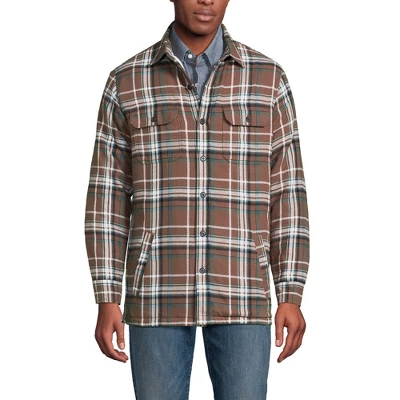 Lands' End Men's Traditional Fit High Pile Fleece Lined Flannel Shirt Jacket 2 Lands' End Men's Traditional Fit High Pile Fleece Lined Flannel Shirt Jacket - Image 2