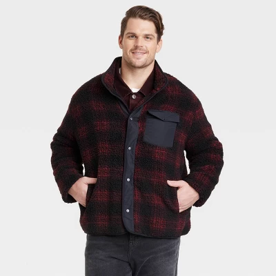 Men's High Pile Fleece Faux Fur Jacket - Goodfellow & Co™ Red 4 Men's High Pile Fleece Faux Fur Jacket - Goodfellow & Co™ Red - Image 4