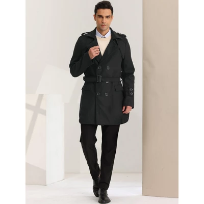 Lars Amadeus Men's Trench Coat Slim Fit Double Breasted Notch Lapel Pea Coat 2 Lars Amadeus Men's Trench Coat Slim Fit Double Breasted Notch Lapel Pea Coat - Image 2