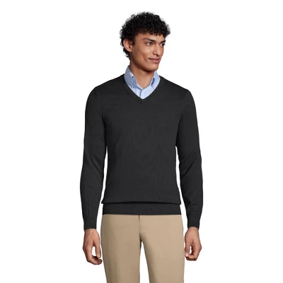 Lands' End School Uniform Men's Cotton Modal Fine Gauge V-neck Sweater 1 Lands' End School Uniform Men's Cotton Modal Fine Gauge V-neck Sweater