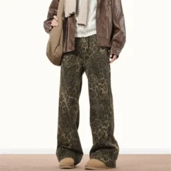 Clotth Mens Leopard Print Jeans - Y2k Vintage Leopard Aesthetic Baggy Denim Pants, Streetwear Loose Straight Wide-leg Trousers, Leopard -Refrigiwear Sale Shop GUEST 078c30f5 9e17 4e52 80b1 6f98fad3cc9a
