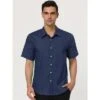 Lars Amadeus Men Short Sleeves Cotton Polka Dots Button Up Shirt