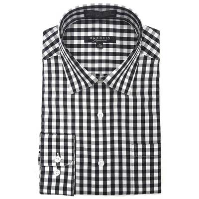 Marquis Men's Gingham Checkered Long Sleeve Modern Fit Shirt, Size - S To 3XL 1 Marquis Men's Gingham Checkered Long Sleeve Modern Fit Shirt, Size - S To 3XL