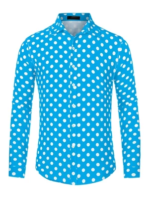 Lars Amadeus Men's Button Down Long Sleeves Casual Polka Dots Print Shirts 8 Lars Amadeus Men's Button Down Long Sleeves Casual Polka Dots Print Shirts - Image 8