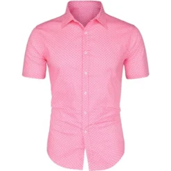 Lars Amadeus Men Short Sleeves Cotton Polka Dots Button Up Shirt -Refrigiwear Sale Shop GUEST 093e3f6f 5664 4232 b966 edd050014678