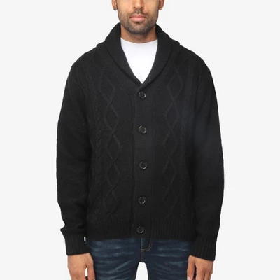 X RAY Men's Shawl Collar Cable Knit Cardigan 6 X RAY Men's Shawl Collar Cable Knit Cardigan - Image 6
