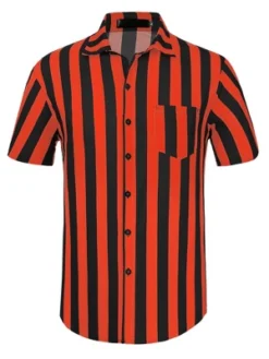 Lars Amadeus Men's Summer Vertical Striped Shirt Short Sleeves Button Up Color Block Stripe Shirt -Refrigiwear Sale Shop GUEST 1101a855 48ff 40d4 ba39 2845d4605d29