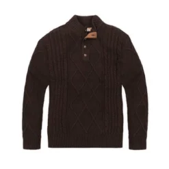 Hope & Henry Men's Organic Mock Neck Cable Sweater, Chocolate Heather, X-Large -Refrigiwear Sale Shop GUEST 124974fb 70ba 4024 af4f 172549e2bfbb