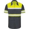 Red Kap® Men's Hi-Visibility Short Sleeve Color Block Ripstop Work Shirt - Type O, Class 1
