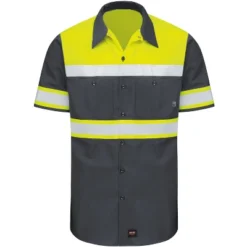Red Kap® Men's Hi-Visibility Short Sleeve Color Block Ripstop Work Shirt - Type O, Class 1