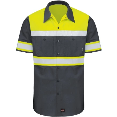 Red Kap® Men's Hi-Visibility Short Sleeve Color Block Ripstop Work Shirt - Type O, Class 1 1 Red Kap® Men's Hi-Visibility Short Sleeve Color Block Ripstop Work Shirt - Type O, Class 1