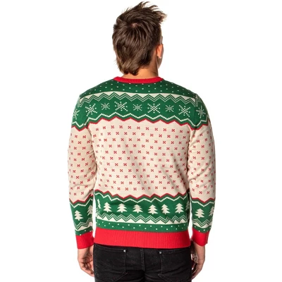 ELF The Movie Men's Raised By Elves Ugly Christmas Sweater Knit Pullover 1 ELF The Movie Men's Raised By Elves Ugly Christmas Sweater Knit Pullover