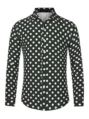 Lars Amadeus Men's Button Down Long Sleeves Casual Polka Dots Print Shirts 7 Lars Amadeus Men's Button Down Long Sleeves Casual Polka Dots Print Shirts - Image 7