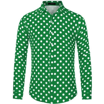 Lars Amadeus Men's Button Down Long Sleeves Casual Polka Dots Print Shirts 9 Lars Amadeus Men's Button Down Long Sleeves Casual Polka Dots Print Shirts - Image 9