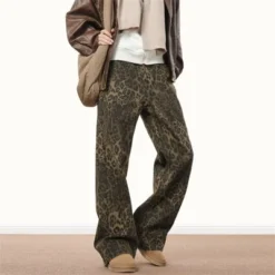 Clotth Mens Leopard Print Jeans - Y2k Vintage Leopard Aesthetic Baggy Denim Pants, Streetwear Loose Straight Wide-leg Trousers, Leopard -Refrigiwear Sale Shop GUEST 1cd48066 b879 481d a9d7 2d9b4eaabef4