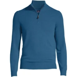 Lands' End Men's Fine Gauge Cashmere Quarter Zip