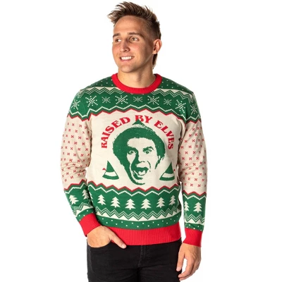 ELF The Movie Men's Raised By Elves Ugly Christmas Sweater Knit Pullover 6 ELF The Movie Men's Raised By Elves Ugly Christmas Sweater Knit Pullover - Image 6