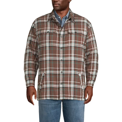 Lands' End Men's Traditional Fit High Pile Fleece Lined Flannel Shirt Jacket 3 Lands' End Men's Traditional Fit High Pile Fleece Lined Flannel Shirt Jacket - Image 3