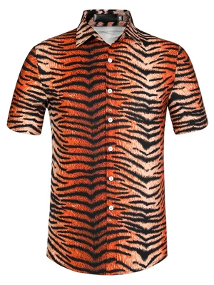 Lars Amadeus Men's Casual Summer Animal Leopard Printed Short Sleeves Button Shirts 7 Lars Amadeus Men's Casual Summer Animal Leopard Printed Short Sleeves Button Shirts - Image 7