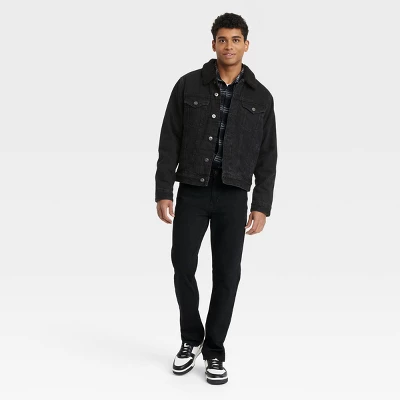 Men's Faux Shearling Lined Denim Trucker Jacket - Goodfellow & Co™ Black 2 Men's Faux Shearling Lined Denim Trucker Jacket - Goodfellow & Co™ Black - Image 2