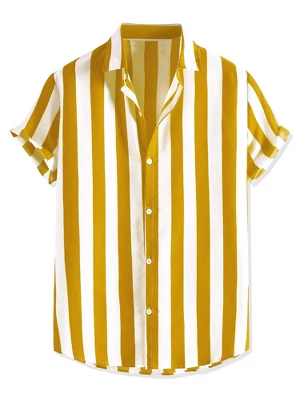 Lars Amadeus Men's Stripe Shirt Short Sleeved Color Block Button Down Beach Shirt 8 Lars Amadeus Men's Stripe Shirt Short Sleeved Color Block Button Down Beach Shirt - Image 8