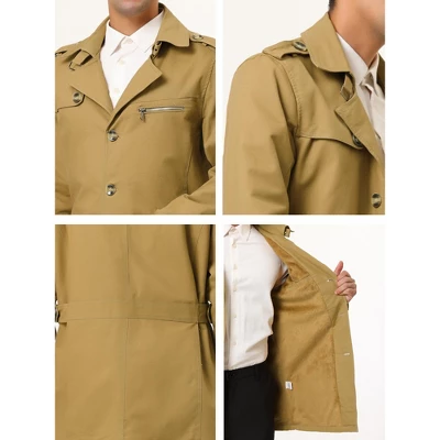 Lars Amadeus Men's Trench Jacket Single Breasted Notch Lapel Winter Coat 5 Lars Amadeus Men's Trench Jacket Single Breasted Notch Lapel Winter Coat - Image 5