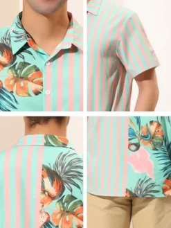 Lars Amadeus Men's Summer Button Down Hawaiian Tropical Floral Leaf Striped Patchwork Shirts -Refrigiwear Sale Shop GUEST 2e96d0e8 9e1d 4c5c bf11 c4fabfb61337