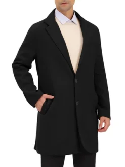 Lars Amadeus Men's Single Breasted Lapel Collar Mid-Length Solid Overcoat -Refrigiwear Sale Shop GUEST 30e94124 986d 408e 9feb cad0ec4c9e0a