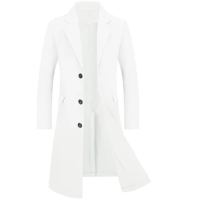 Lars Amadeus Men's Winter Single Breasted Notched Lapel Long Overcoat 9 Lars Amadeus Men's Winter Single Breasted Notched Lapel Long Overcoat - Image 9