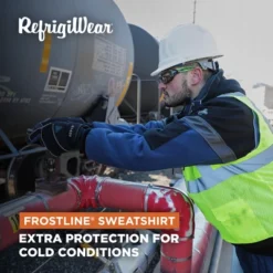 RefrigiWear Mens Frostline Pullover Sweatshirt Insulated Hoodie With Fleece Hood