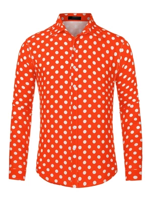 Lars Amadeus Men's Button Down Long Sleeves Casual Polka Dots Print Shirts 10 Lars Amadeus Men's Button Down Long Sleeves Casual Polka Dots Print Shirts - Image 10