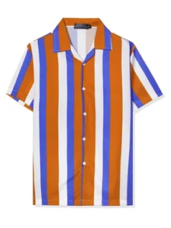 Lars Amadeus Men's Summer Stripe Printed Regular Fit Short Sleeves Button Closure Color Block Shirts -Refrigiwear Sale Shop GUEST 35a24fae 47c5 4b15 93fd 9949588e5372