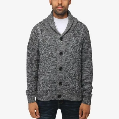 X RAY Men's Shawl Collar Cable Knit Cardigan 8 X RAY Men's Shawl Collar Cable Knit Cardigan - Image 8