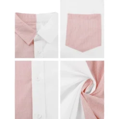 Lars Amadeus Men's Short Sleeve Button Down Shirt Summer Cotton Patchwork Collared Shirt -Refrigiwear Sale Shop GUEST 385fb893 72f7 4256 b2db 807404f0653a