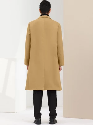 Lars Amadeus Men's Winter Single Breasted Notched Lapel Long Overcoat 4 Lars Amadeus Men's Winter Single Breasted Notched Lapel Long Overcoat - Image 4