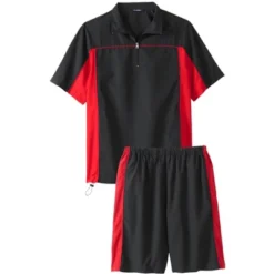 KingSize Men's Big & Tall Quarter Zip Short Sleeve Colorblock Tracksuit
