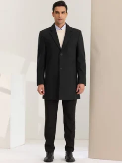 Lars Amadeus Men's Classic Notched Lapel Single Breasted Winter Coat