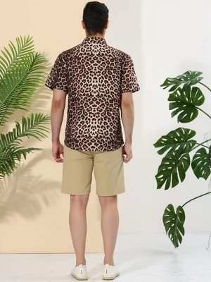 Lars Amadeus Men's Casual Summer Animal Leopard Printed Short Sleeves Button Shirts 4 Lars Amadeus Men's Casual Summer Animal Leopard Printed Short Sleeves Button Shirts - Image 4
