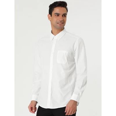 Lars Amadeus Men's Classic Regular Fit Long Sleeve Solid Color Point Collar Pockets Button Down Corduroy Shirts 2 Lars Amadeus Men's Classic Regular Fit Long Sleeve Solid Color Point Collar Pockets Button Down Corduroy Shirts - Image 2