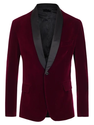 Lars Amadeus Men's Slim Fit One Button Shawl Lapel Wedding Tuxedo Velvet Blazer 5 Lars Amadeus Men's Slim Fit One Button Shawl Lapel Wedding Tuxedo Velvet Blazer - Image 5