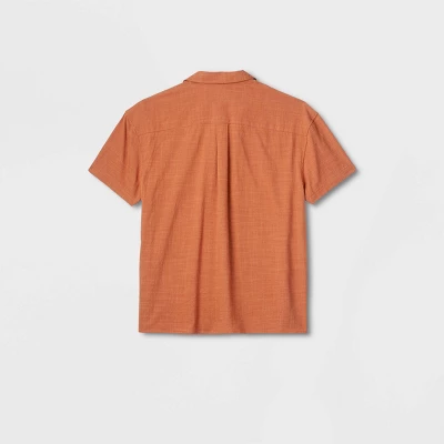 Latino Heritage Month Adult Short Sleeve Floral Woven Button-Down Shirt - Orange 2 Latino Heritage Month Adult Short Sleeve Floral Woven Button-Down Shirt - Orange - Image 2