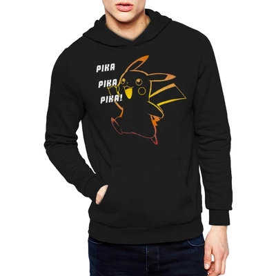 Seven Times Six Pokemon Hoodie Men's Pika Pika Pika Pikachu Long Sleeve Graphic Sweatshirt Black 3 Seven Times Six Pokemon Hoodie Men's Pika Pika Pika Pikachu Long Sleeve Graphic Sweatshirt Black - Image 3