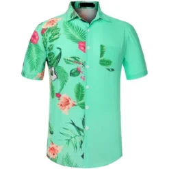 Lars Amadeus Men's Hawaiian Shirt Short Sleeves Summer Patchwork Floral Leaf Shirts -Refrigiwear Sale Shop GUEST 42e80472 fdcd 43c7 a5c3 68f8ca26f971