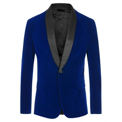 Lars Amadeus Men's Slim Fit One Button Shawl Lapel Wedding Tuxedo Velvet Blazer 7 Lars Amadeus Men's Slim Fit One Button Shawl Lapel Wedding Tuxedo Velvet Blazer - Image 7