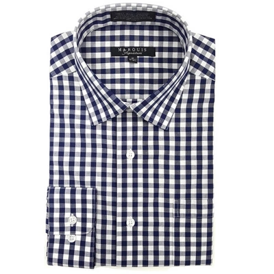 Marquis Men's Gingham Checkered Long Sleeve Modern Fit Shirt, Size - S To 3XL 4 Marquis Men's Gingham Checkered Long Sleeve Modern Fit Shirt, Size - S To 3XL - Image 4