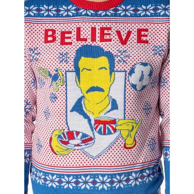 Ted Lasso Men's Believe Fair Isle Ugly Christmas Sweater Knit Pullover 3 Ted Lasso Men's Believe Fair Isle Ugly Christmas Sweater Knit Pullover - Image 3