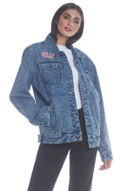 Members Only Women's Bugs Placement Solid Denim Oversized Jacket -Refrigiwear Sale Shop GUEST 4f093744 8904 435a 9305 8e2b26edfb21