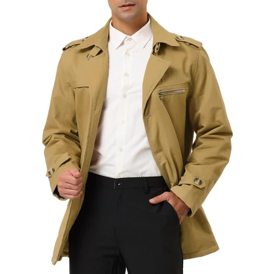 Lars Amadeus Men's Trench Jacket Single Breasted Notch Lapel Winter Coat 2 Lars Amadeus Men's Trench Jacket Single Breasted Notch Lapel Winter Coat - Image 2