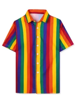 Lars Amadeus Men's Summer Rainbow Stripe Print Short Sleeve Button Down Shirts 13 Lars Amadeus Men's Summer Rainbow Stripe Print Short Sleeve Button Down Shirts -Refrigiwear Sale Shop GUEST 5185535a 0ea4 4f79 b8fd 3979e63171e3